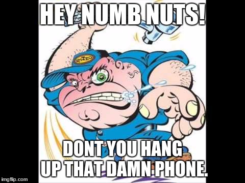 HEY NUMB NUTS! DONT YOU HANG UP THAT DAMN PHONE. | made w/ Imgflip meme maker