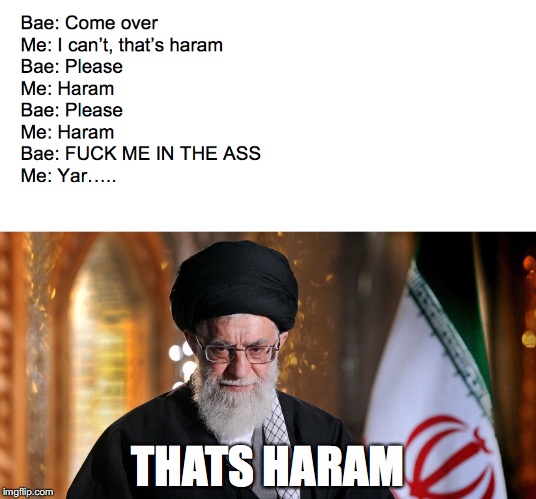 Islam above Bae | THATS HARAM | image tagged in iran,bae | made w/ Imgflip meme maker