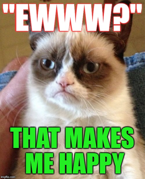 Grumpy Cat Meme | "EWWW?" THAT MAKES ME HAPPY | image tagged in memes,grumpy cat | made w/ Imgflip meme maker