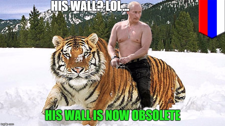 HIS WALL? LOL... HIS WALL IS NOW OBSOLETE | image tagged in the wall is obsolete | made w/ Imgflip meme maker