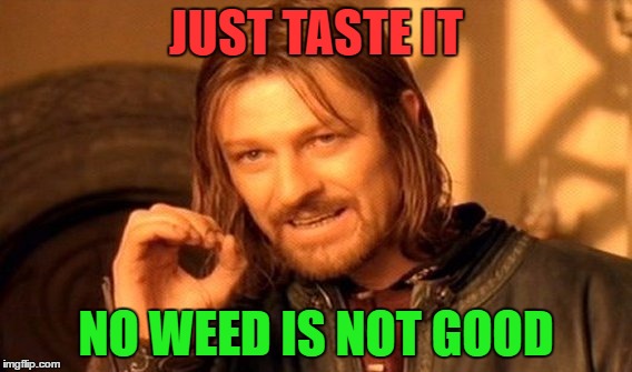 One Does Not Simply Meme | JUST TASTE IT; NO WEED IS NOT GOOD | image tagged in memes,one does not simply | made w/ Imgflip meme maker
