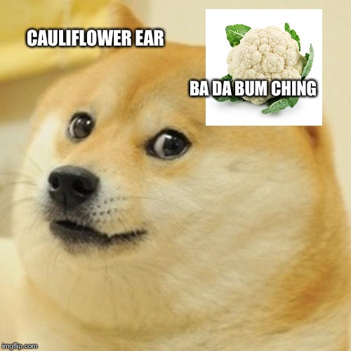 Doge Meme | CAULIFLOWER EAR; BA DA BUM CHING | image tagged in memes,doge | made w/ Imgflip meme maker
