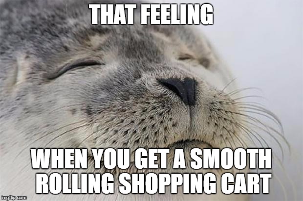 Satisfied Seal Meme | THAT FEELING; WHEN YOU GET A SMOOTH ROLLING SHOPPING CART | image tagged in memes,satisfied seal,AdviceAnimals | made w/ Imgflip meme maker