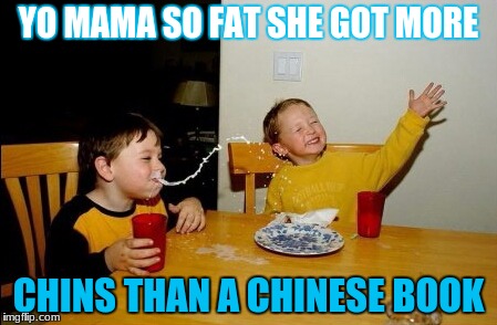 Yo Mamas So Fat Meme | YO MAMA SO FAT SHE GOT MORE; CHINS THAN A CHINESE BOOK | image tagged in memes,yo mamas so fat | made w/ Imgflip meme maker