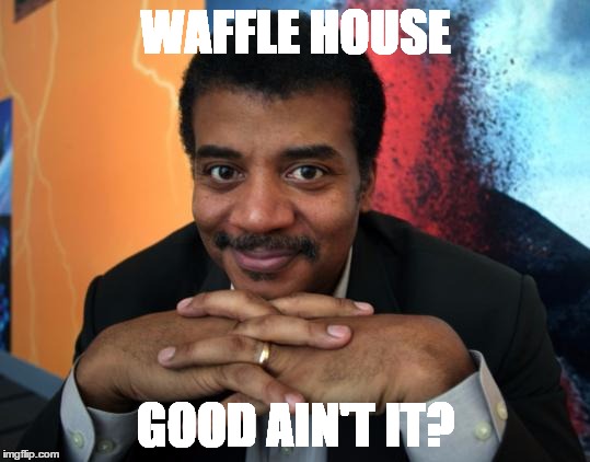 WAFFLE HOUSE; GOOD AIN'T IT? | image tagged in really | made w/ Imgflip meme maker