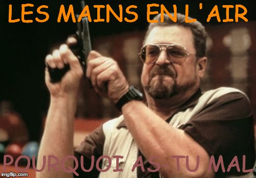 Am I The Only One Around Here Meme | LES MAINS EN L'AIR; POURQUOI AS-TU MAL | image tagged in memes,am i the only one around here | made w/ Imgflip meme maker