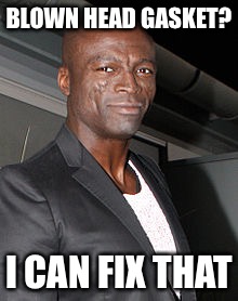 Seal a blown gasket with song | BLOWN HEAD GASKET? I CAN FIX THAT | image tagged in seal singer,seal | made w/ Imgflip meme maker