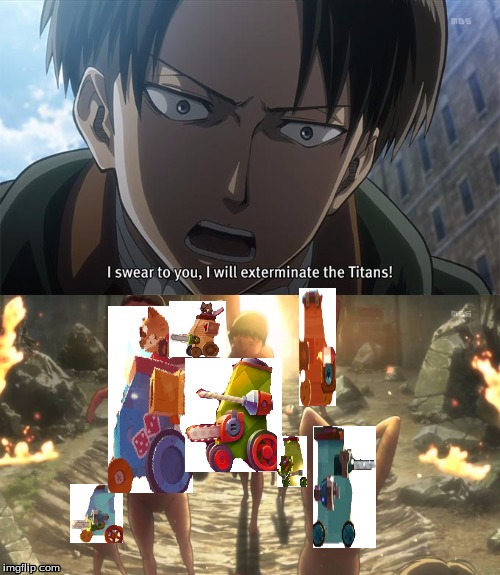 Exterminate the Titans | image tagged in attack on titan,cats | made w/ Imgflip meme maker