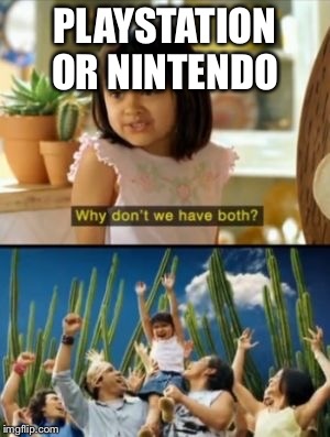 Why Not Both Meme | PLAYSTATION OR NINTENDO | image tagged in memes,why not both | made w/ Imgflip meme maker