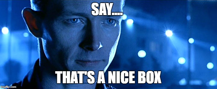 Terminator Moving | SAY.... THAT'S A NICE BOX | image tagged in terminator,moving,boxes | made w/ Imgflip meme maker
