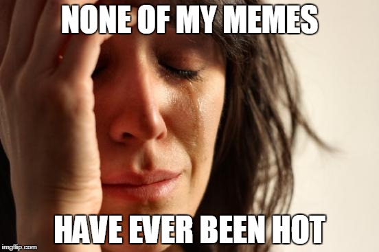 How much life sucks | NONE OF MY MEMES; HAVE EVER BEEN HOT | image tagged in memes,first world problems | made w/ Imgflip meme maker