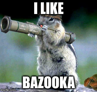 Bazooka Squirrel Meme | I LIKE; BAZOOKA | image tagged in memes,bazooka squirrel | made w/ Imgflip meme maker