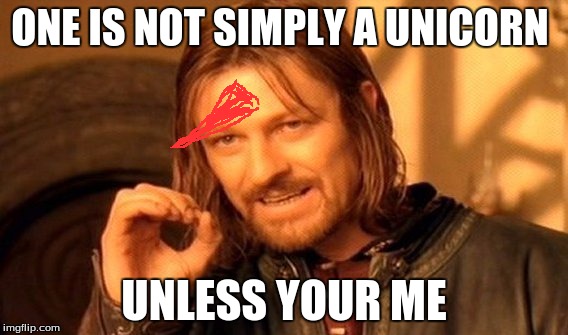 One Does Not Simply | ONE IS NOT SIMPLY A UNICORN; UNLESS YOUR ME | image tagged in memes,one does not simply | made w/ Imgflip meme maker