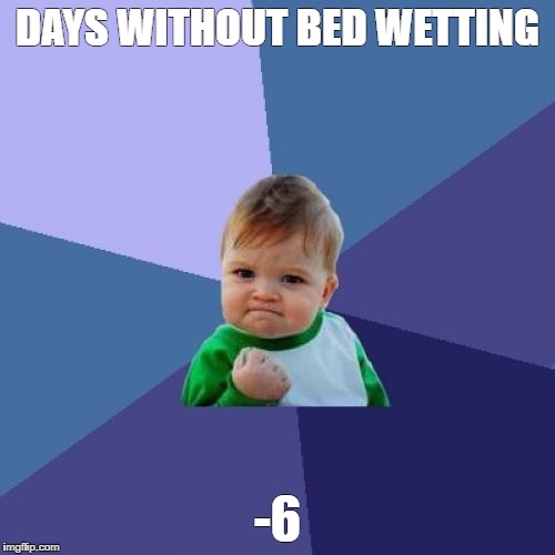 Success Kid Meme | DAYS WITHOUT BED WETTING; -6 | image tagged in memes,success kid | made w/ Imgflip meme maker