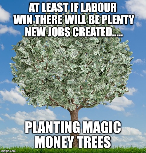 Money Tree | AT LEAST IF LABOUR WIN THERE WILL BE PLENTY NEW JOBS CREATED..... PLANTING MAGIC MONEY TREES | image tagged in money tree | made w/ Imgflip meme maker