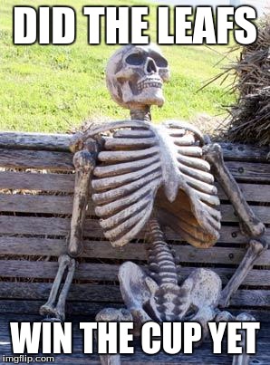 Waiting Skeleton | DID THE LEAFS; WIN THE CUP YET | image tagged in memes,waiting skeleton | made w/ Imgflip meme maker
