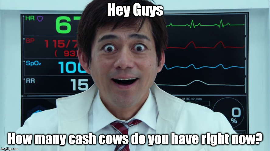 Hey Guys; How many cash cows do you have right now? | image tagged in creepy haima | made w/ Imgflip meme maker