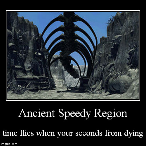 Speedy Region | image tagged in funny,demotivationals,digimon,psx,dinosaurs | made w/ Imgflip demotivational maker