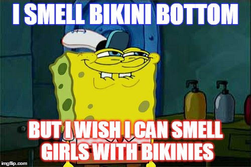 Don't You Squidward Meme | I SMELL BIKINI BOTTOM; BUT I WISH I CAN SMELL GIRLS WITH BIKINIES | image tagged in memes,dont you squidward | made w/ Imgflip meme maker
