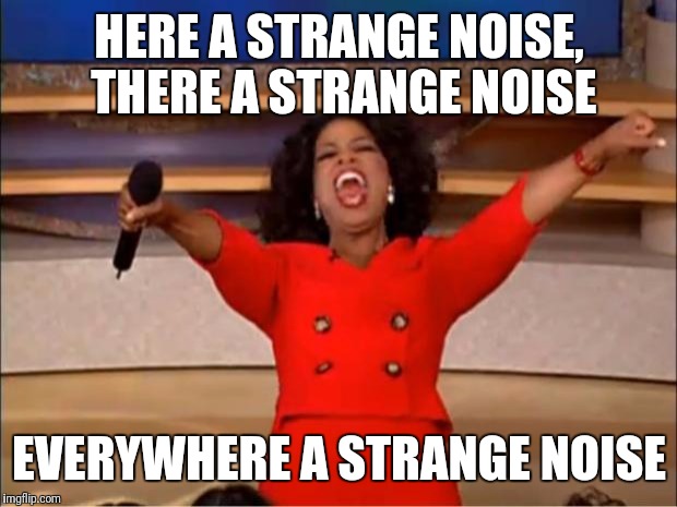 Oprah You Get A Meme | HERE A STRANGE NOISE, THERE A STRANGE NOISE EVERYWHERE A STRANGE NOISE | image tagged in memes,oprah you get a | made w/ Imgflip meme maker