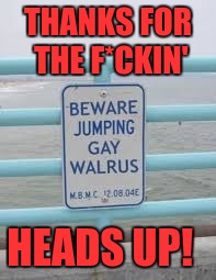 Sign of the Times | THANKS FOR THE F*CKIN'; HEADS UP! | image tagged in sign of the times,memes,funny,funny memes | made w/ Imgflip meme maker