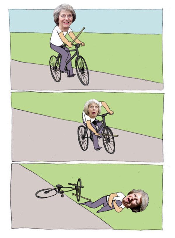Theresa May bicycle Blank Meme Template