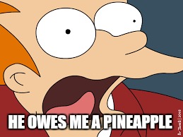 HE OWES ME A PINEAPPLE | made w/ Imgflip meme maker