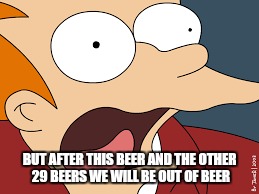BUT AFTER THIS BEER AND THE OTHER 29 BEERS WE WILL BE OUT OF BEER | made w/ Imgflip meme maker