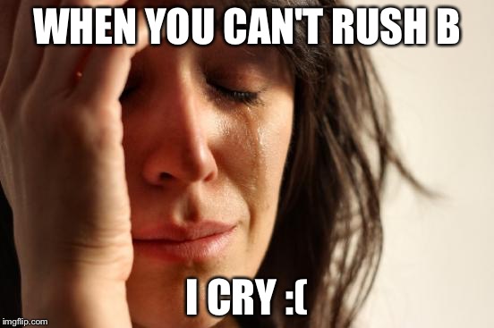 First World Problems Meme | WHEN YOU CAN'T RUSH B; I CRY :( | image tagged in memes,first world problems | made w/ Imgflip meme maker