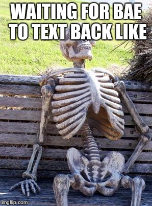 Waiting Skeleton | WAITING FOR BAE TO TEXT BACK LIKE | image tagged in memes,waiting skeleton | made w/ Imgflip meme maker