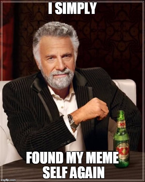 The Most Interesting Man In The World Meme | I SIMPLY FOUND MY MEME SELF AGAIN | image tagged in memes,the most interesting man in the world | made w/ Imgflip meme maker