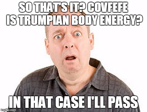 SO THAT'S IT? COVFEFE IS TRUMPIAN BODY ENERGY? IN THAT CASE I'LL PASS | made w/ Imgflip meme maker