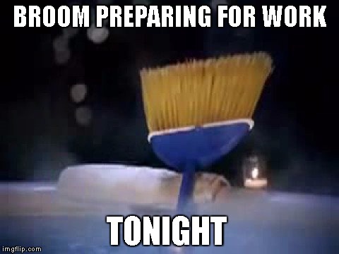 Sweep | BROOM PREPARING FOR WORK; TONIGHT | image tagged in nba | made w/ Imgflip meme maker