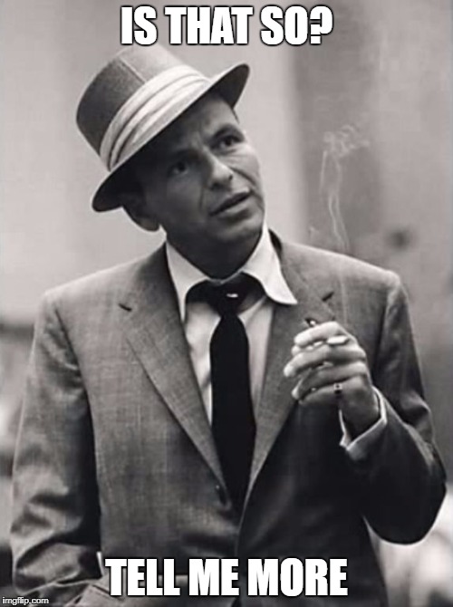 franksinatra | IS THAT SO? TELL ME MORE | image tagged in franksinatra | made w/ Imgflip meme maker