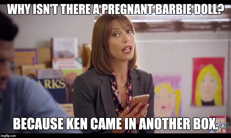 Yo Kai Watch Wibble Wobble | WHY ISN'T THERE A PREGNANT BARBIE DOLL? BECAUSE KEN CAME IN ANOTHER BOX. | image tagged in yo kai watch wibble wobble,memes,jokes | made w/ Imgflip meme maker