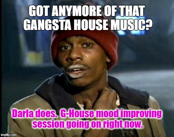 Y'all Got Any More Of That Meme |  GOT ANYMORE OF THAT GANGSTA HOUSE MUSIC? Darla does. 
G-House mood improving  session going on right now. | image tagged in memes,dave chappelle | made w/ Imgflip meme maker
