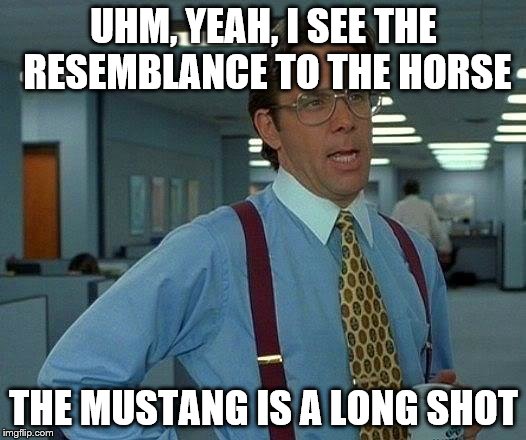 That Would Be Great Meme | UHM, YEAH, I SEE THE RESEMBLANCE TO THE HORSE THE MUSTANG IS A LONG SHOT | image tagged in memes,that would be great | made w/ Imgflip meme maker