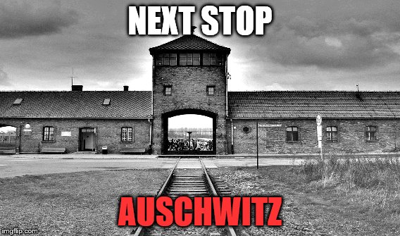 next stop | NEXT STOP; AUSCHWITZ | image tagged in auschwitz,nazi,memes | made w/ Imgflip meme maker