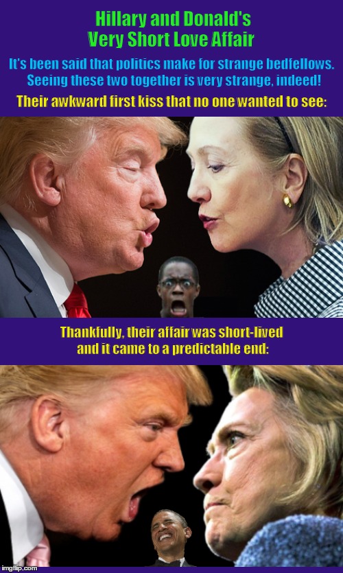 Hillary and Donald's Very Short Love Affair | image tagged in hillary clinton,donald trump,love affair,romance,funny,memes | made w/ Imgflip meme maker