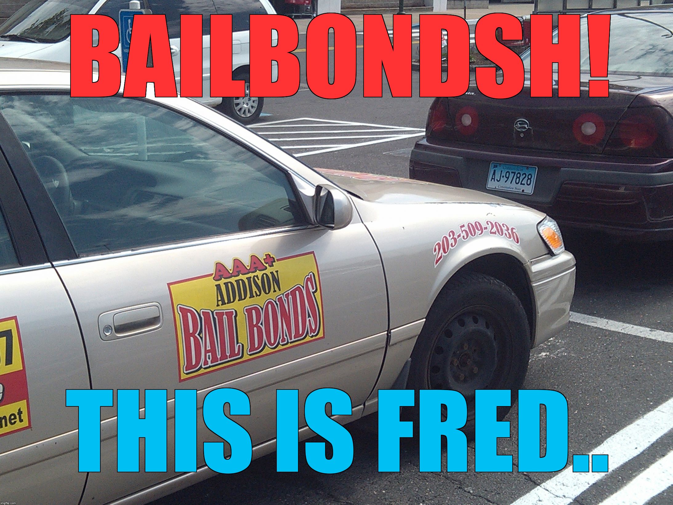 BAILBONDSH! THIS IS FRED.. | image tagged in bailbondsh | made w/ Imgflip meme maker