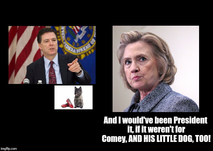 a black blank | And I would've been President it, if it weren't for Comey, AND HIS LITTLE DOG, TOO! | image tagged in a black blank | made w/ Imgflip meme maker
