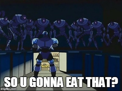 Cyborg the Hungry | SO U GONNA EAT THAT? | image tagged in teen titans,cyborg | made w/ Imgflip meme maker