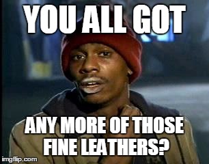 Y'all Got Any More Of That Meme | YOU ALL GOT ANY MORE OF THOSE FINE LEATHERS? | image tagged in memes,yall got any more of | made w/ Imgflip meme maker