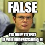 FALSE ITS ONLY TO TEST IF YOU UNDERSTAND Q.M. | made w/ Imgflip meme maker