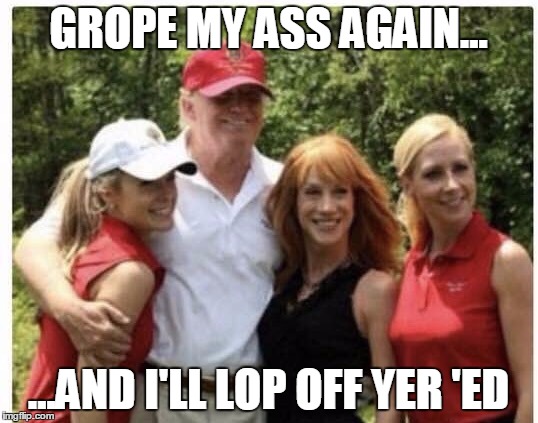 Kathy Griffin | GROPE MY ASS AGAIN... ...AND I'LL LOP OFF YER 'ED | image tagged in kathy griffin | made w/ Imgflip meme maker