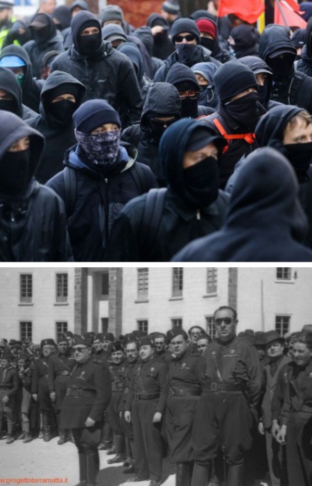 antifa and the black shirts Blank Meme Template