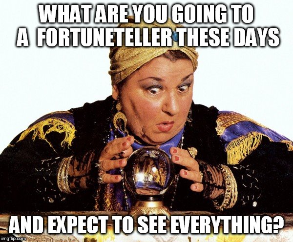 WHAT ARE YOU GOING TO A  FORTUNETELLER THESE DAYS AND EXPECT TO SEE EVERYTHING? | made w/ Imgflip meme maker