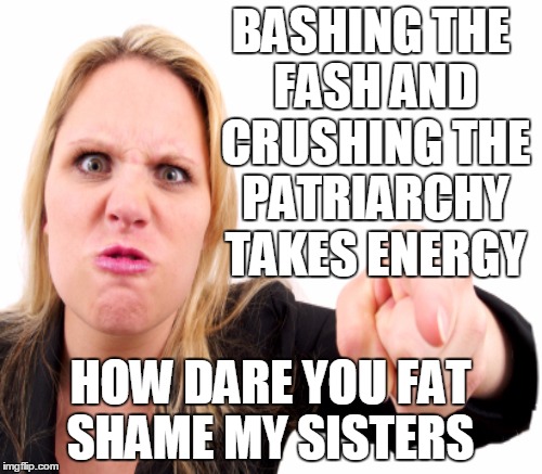 BASHING THE FASH AND CRUSHING THE PATRIARCHY TAKES ENERGY HOW DARE YOU FAT SHAME MY SISTERS | made w/ Imgflip meme maker