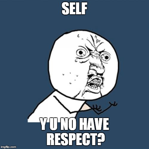 Y U No Meme | SELF Y U NO HAVE RESPECT? | image tagged in memes,y u no | made w/ Imgflip meme maker