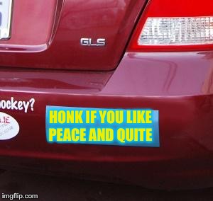 Bumper Sticker | HONK IF YOU LIKE PEACE AND QUITE | image tagged in bumper sticker | made w/ Imgflip meme maker